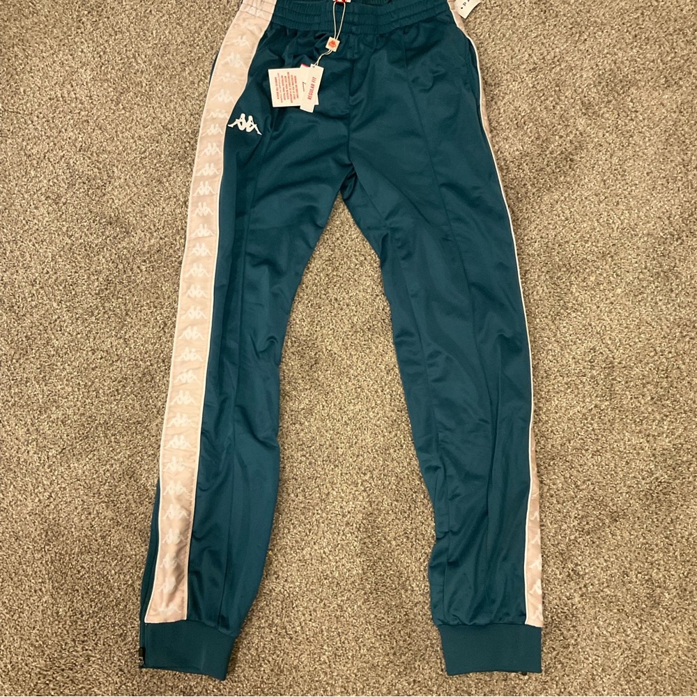 NWT Kappa Athletic Jogger Pants, peach & green, size Medium, regular fit, NWT